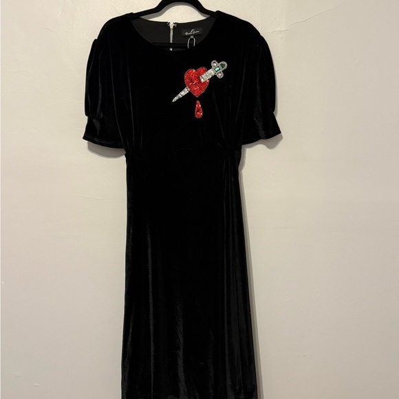 Nicoletta Carlone, black velvet retro style Jezebel Dress  Size 2XL NWT - Picture 2 of 8